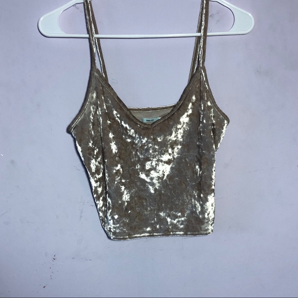 Metallic velvet crop top in blush